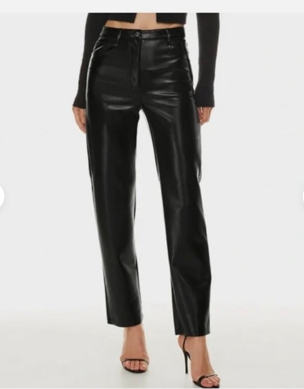 ARITZIA WILFRED The Melina High Waisted Vegan Leather Straight Leg Pants Black 6
